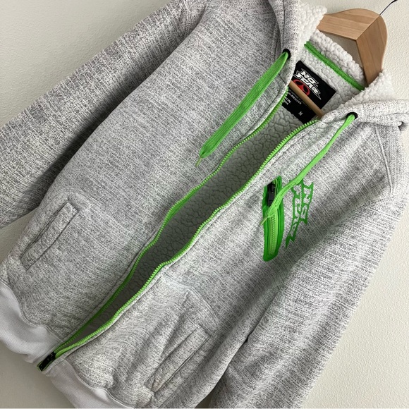 NO FEAR | Gray & Lime Green Hoodie Zipper Jacket - Picture 5 of 11